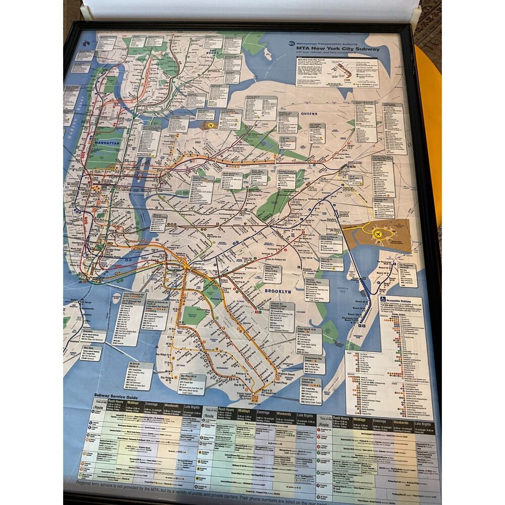 New York City MTA Subway map framed decorator piece must see - Picture 3 of 13